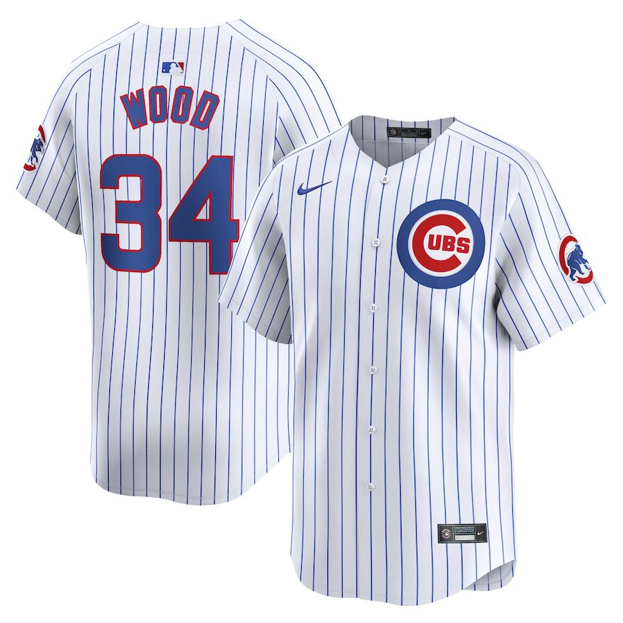 Men Chicago Cubs 34 Kerry Wood Nike White Home Limited Player MLB Jersey